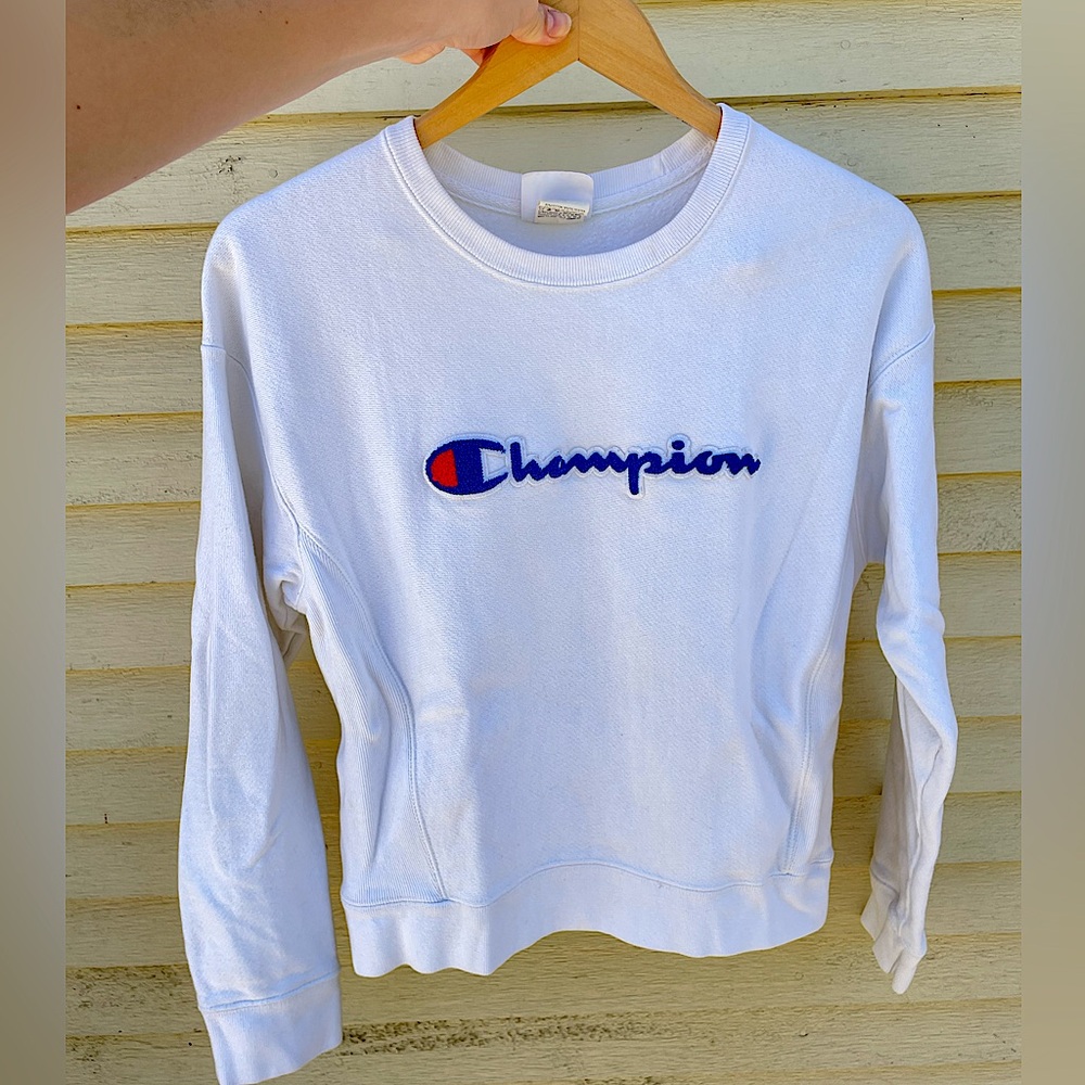 70s Champion Reverse Weave Vintage Crew Neck White - Gem